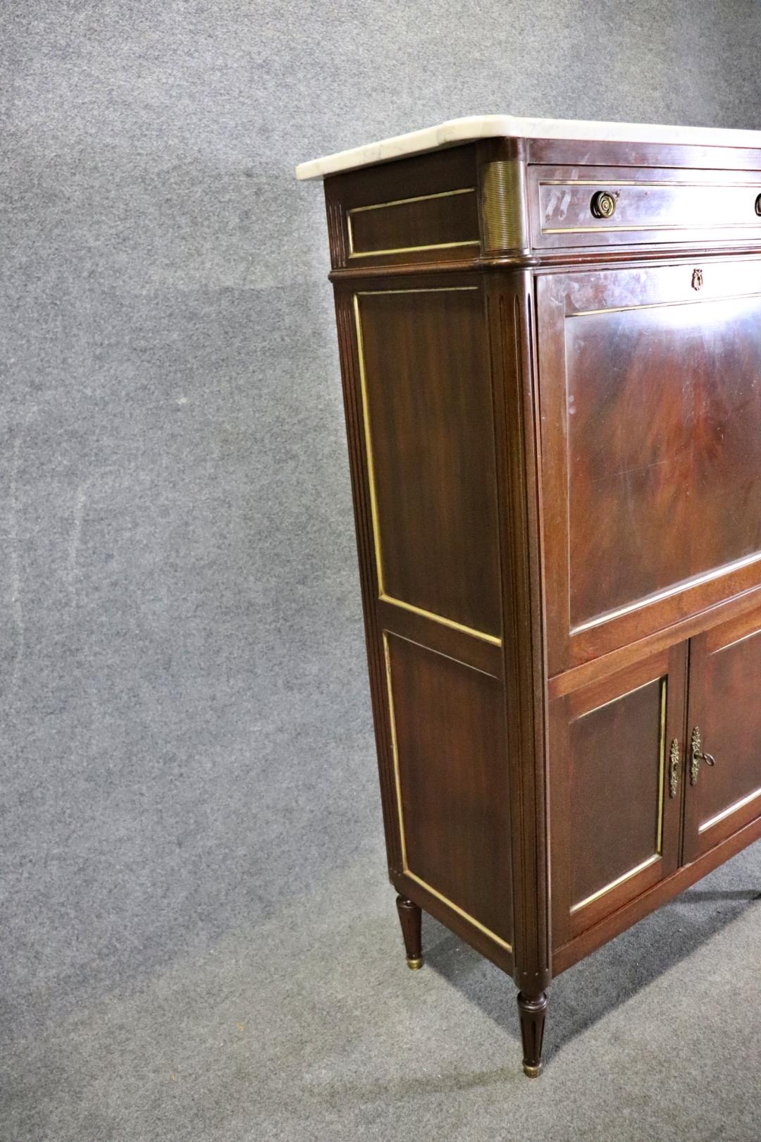 Directoire Style Mahogany and Brass secretary Aabatant Leather Desk Surface  For Sale 8