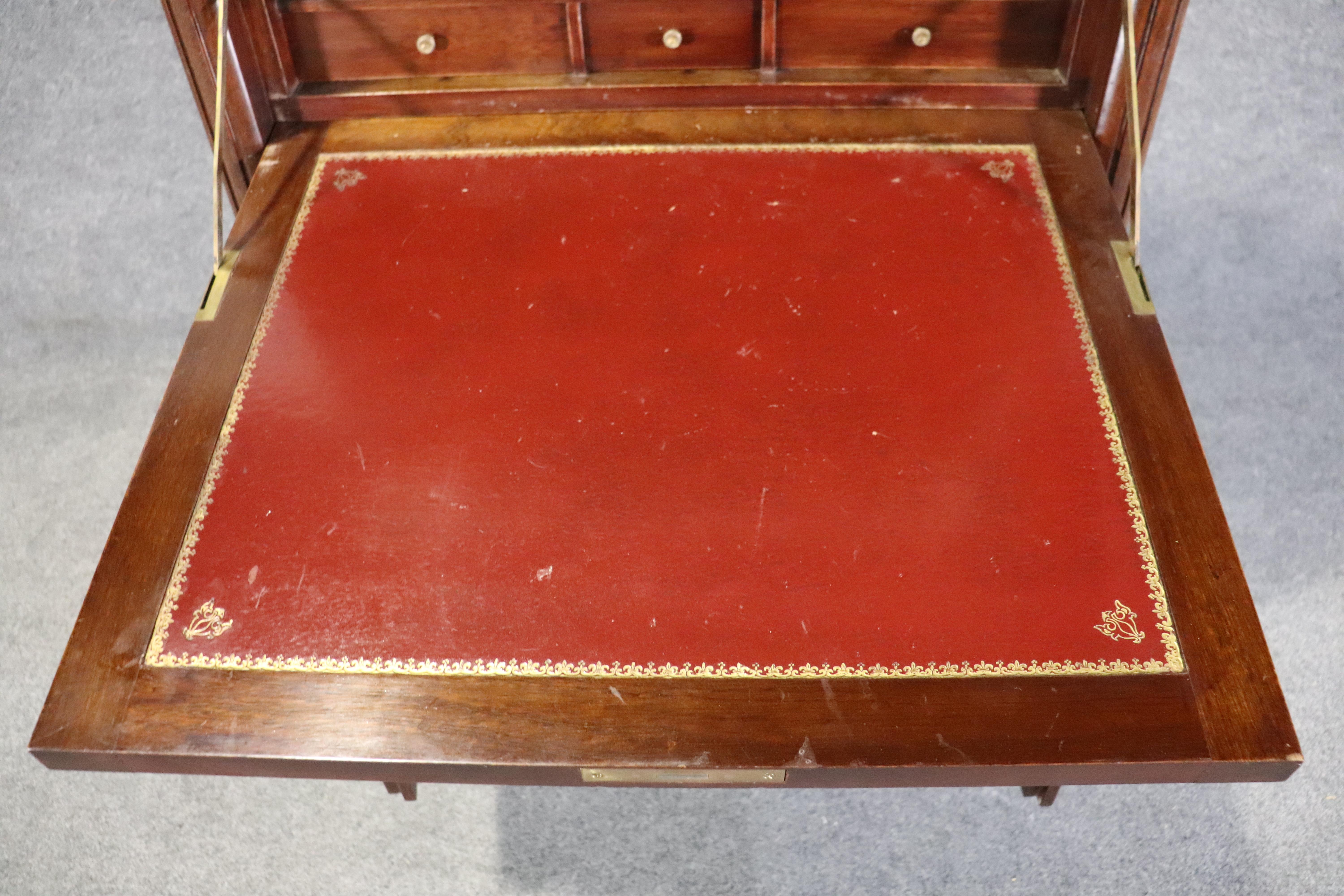 Directoire Style Mahogany and Brass secretary Aabatant Leather Desk Surface  For Sale 4