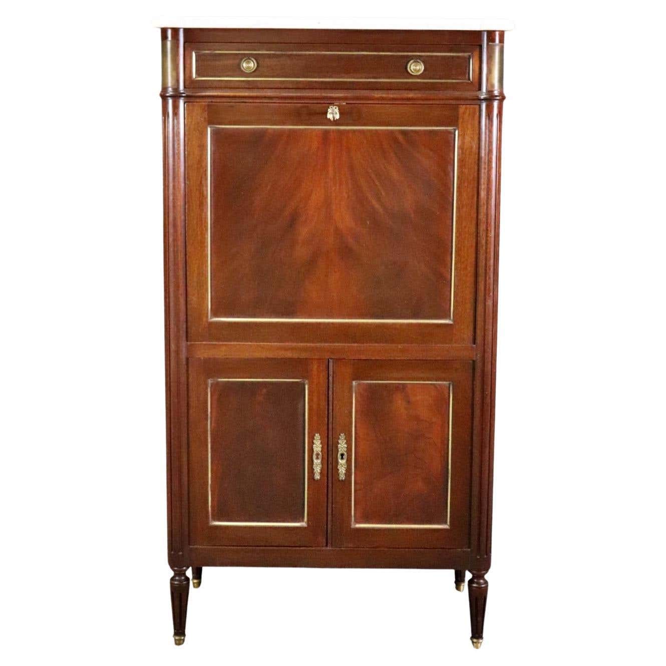Directoire Style Mahogany and Brass secretary Aabatant Leather Desk ...