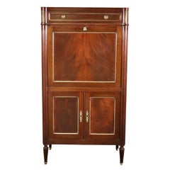 Retro Directoire Style Mahogany and Brass secretary Aabatant Leather Desk Surface 