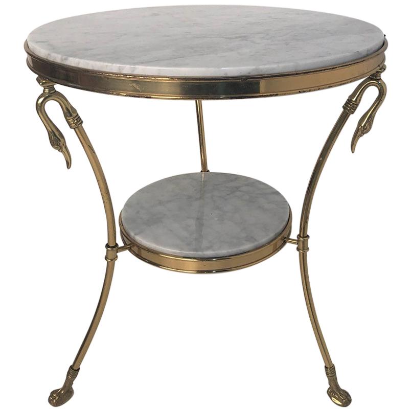Hawley Side Table, Marble and Brass For Sale at 1stDibs