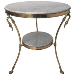 Directoire Style Marble and Brass Gueridon Side Table