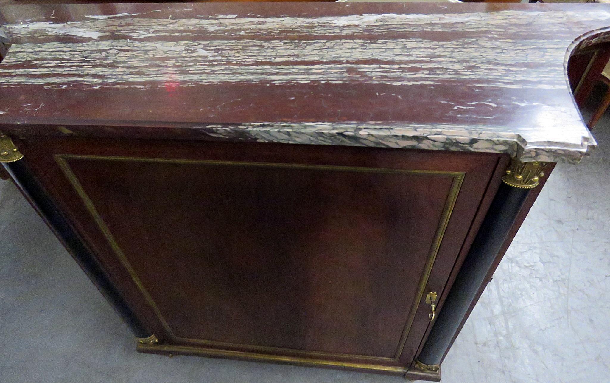 Directoire Flame Mahogany Marble Top Buffet Commode Attributed to Maison Forest