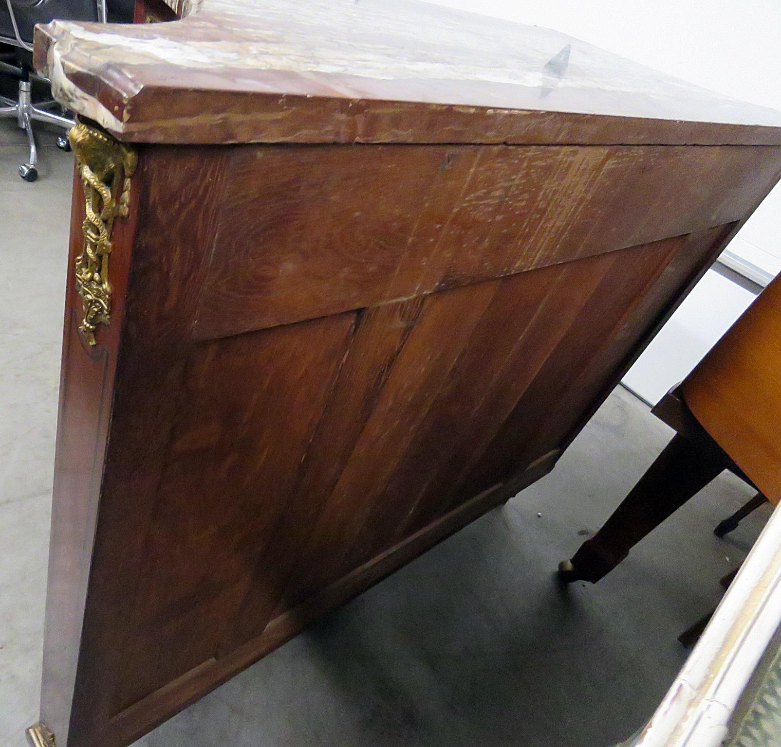 Bronze Flame Mahogany Marble Top Buffet Commode Attributed to Maison Forest