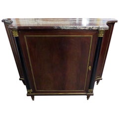 Flame Mahogany Marble Top Buffet Commode Attributed to Maison Forest