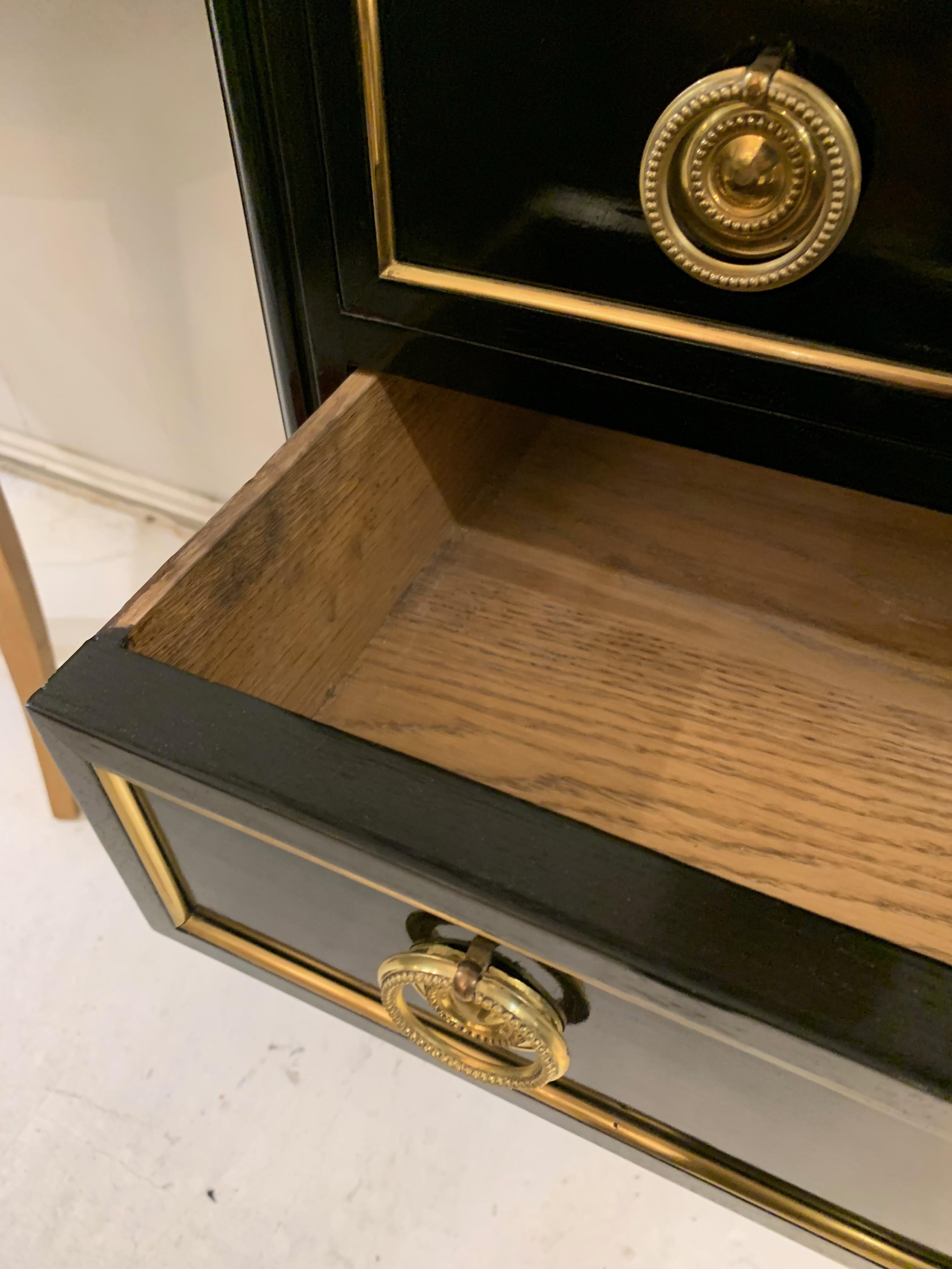 Brass Directoire Style Marble Top Chest of Drawers For Sale