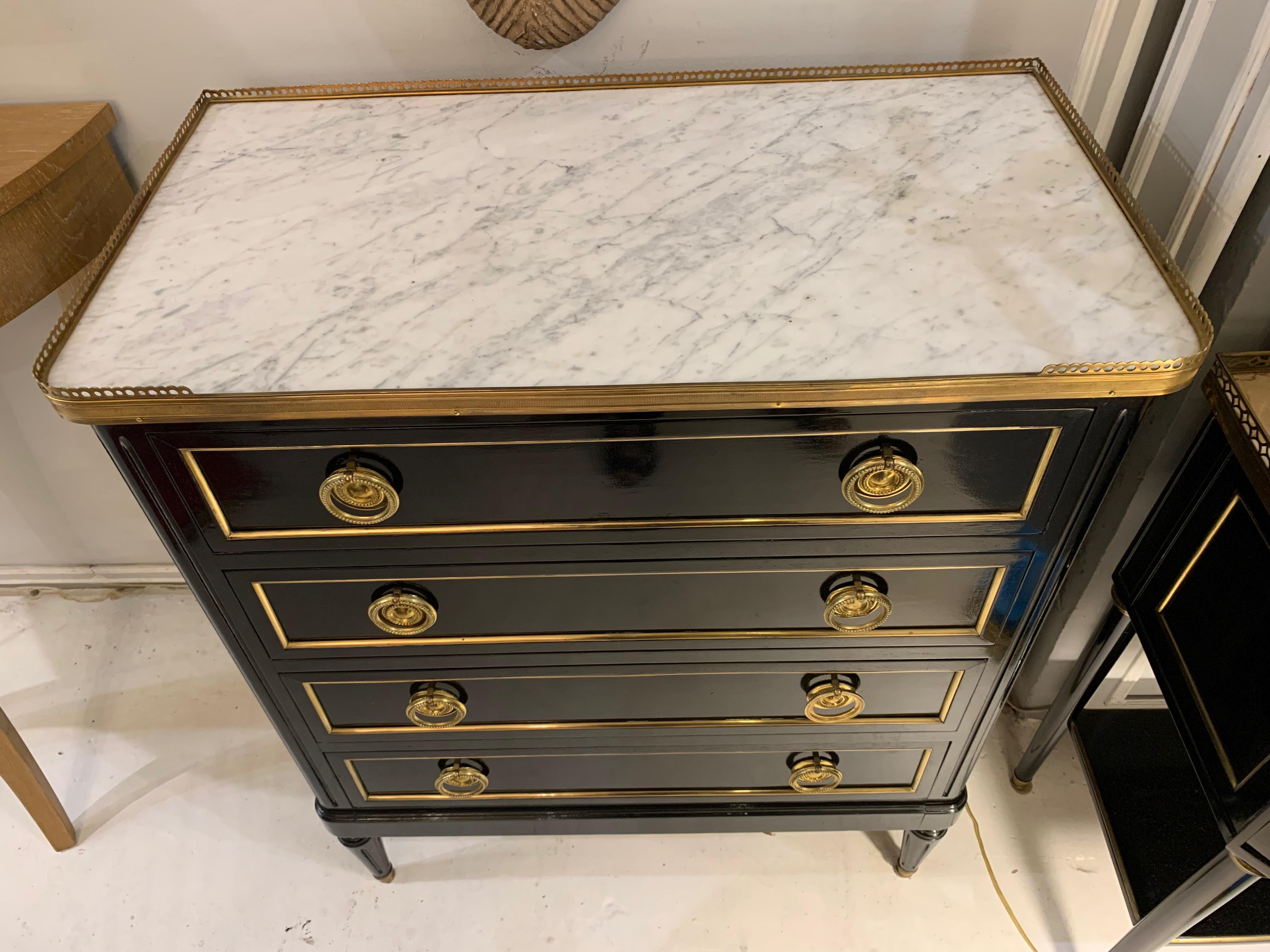 French Directoire Style Marble Top Chest of Drawers For Sale