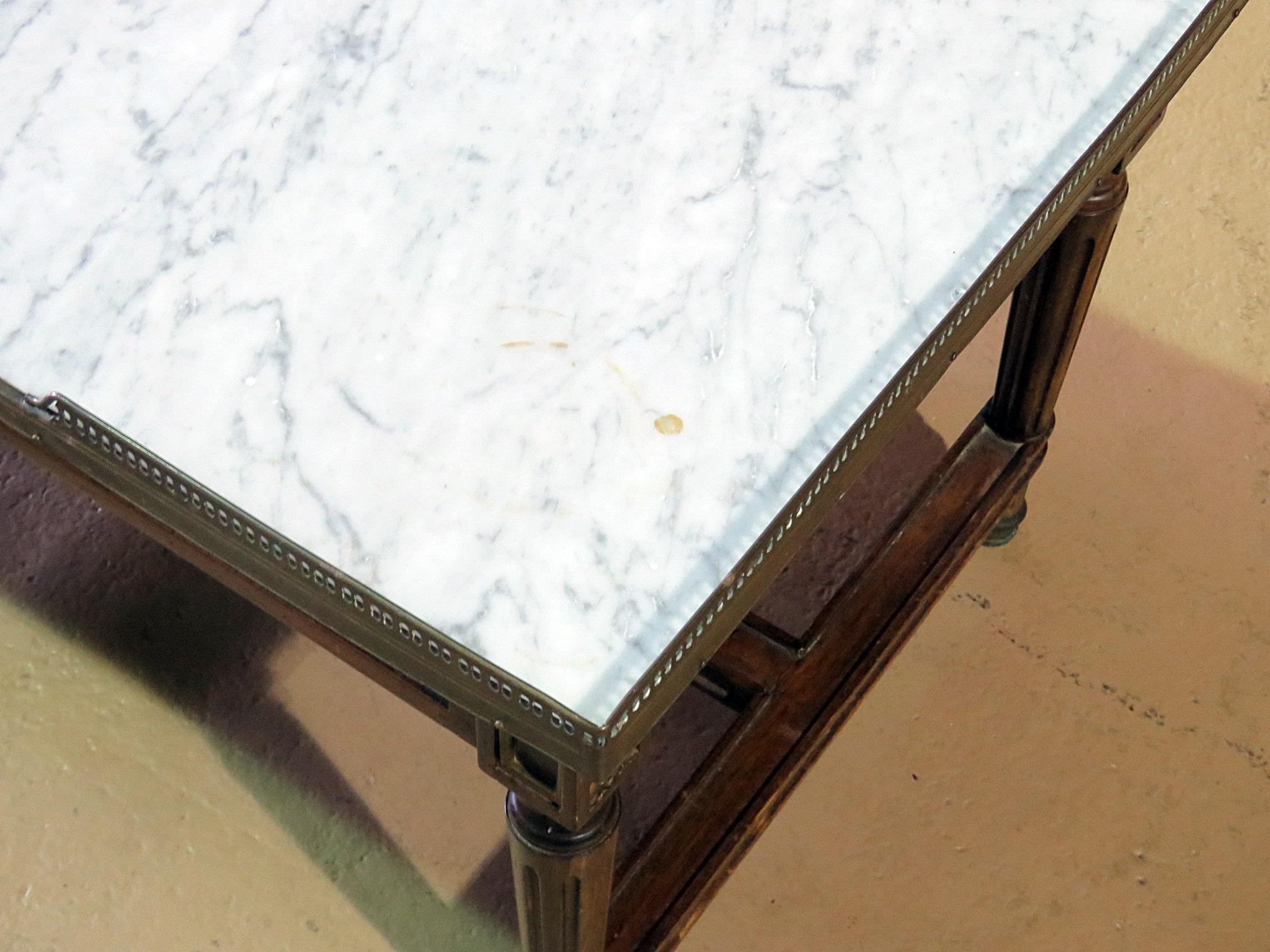 Maison Jansen Style Brass Inlaid Directoire Style Marble Top Coffee Table 2