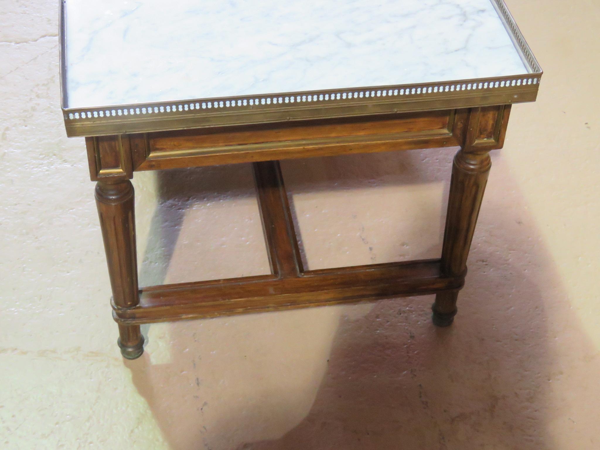 Maison Jansen Style Brass Inlaid Directoire Style Marble Top Coffee Table 3