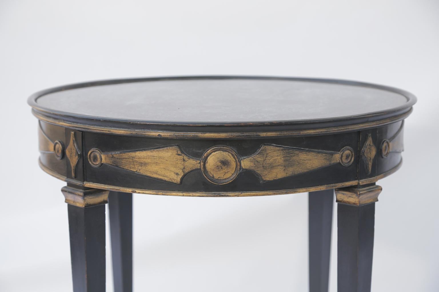 Lacquered Directoire Style Occasional Table with Eglomise Top