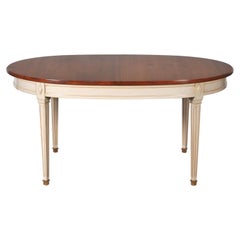 French Directoire Style oval Table in Cherry with 2 extensions, from France