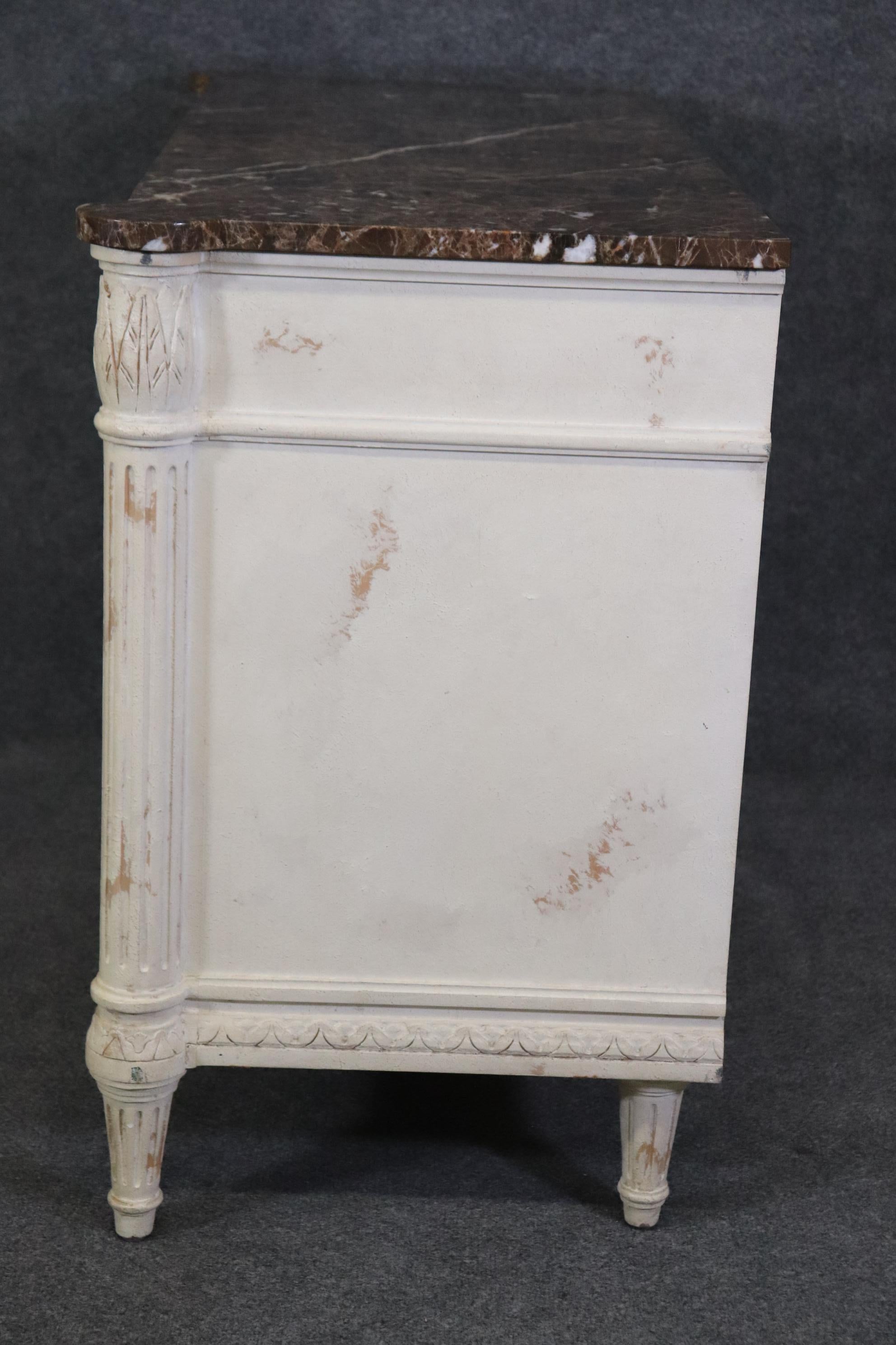 Unknown Directoire Style Paint Decorated Granite Top Commode Chest of Drawers