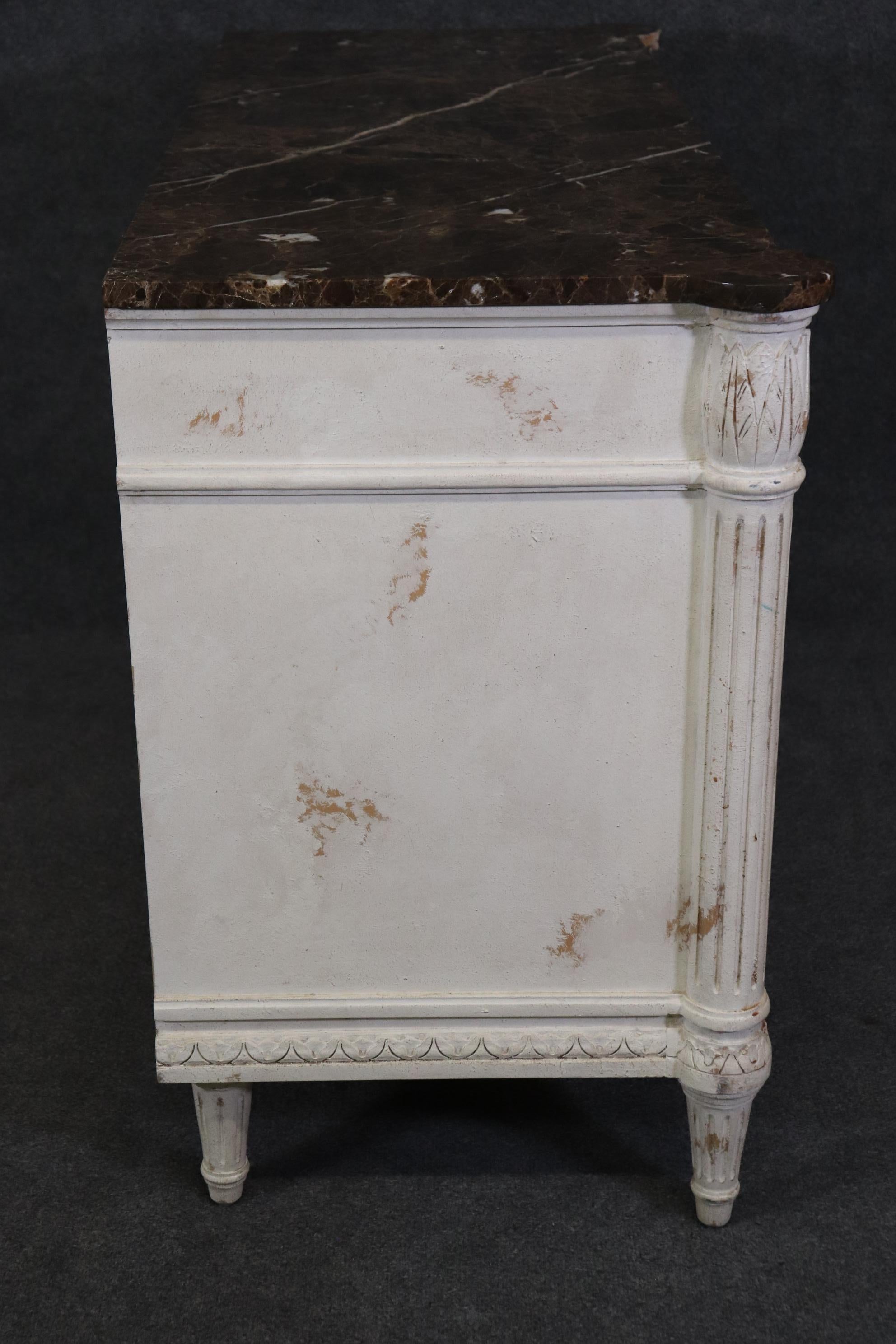 Directoire Style Paint Decorated Granite Top Commode Chest of Drawers In Good Condition In Swedesboro, NJ