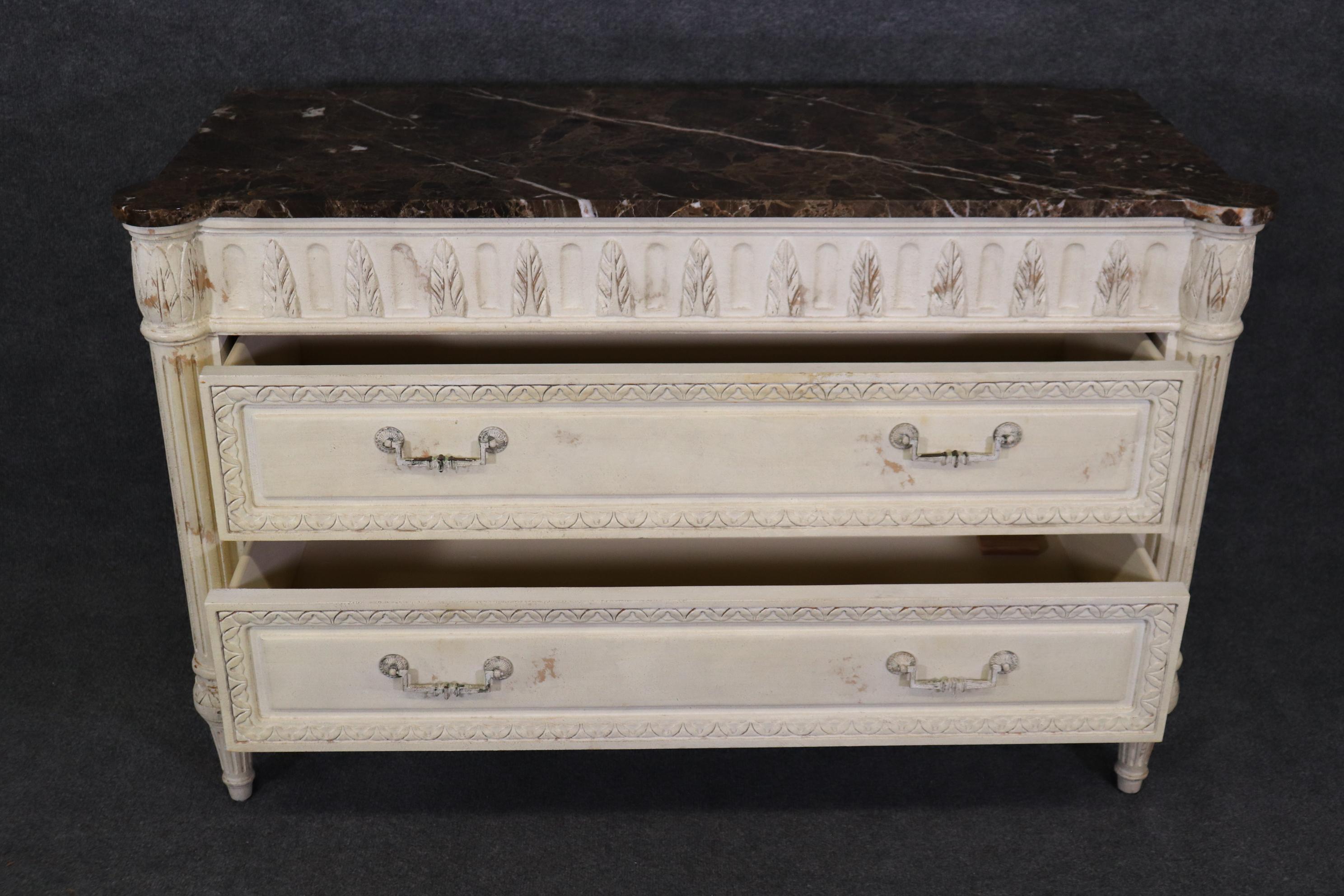 20th Century Directoire Style Paint Decorated Granite Top Commode Chest of Drawers