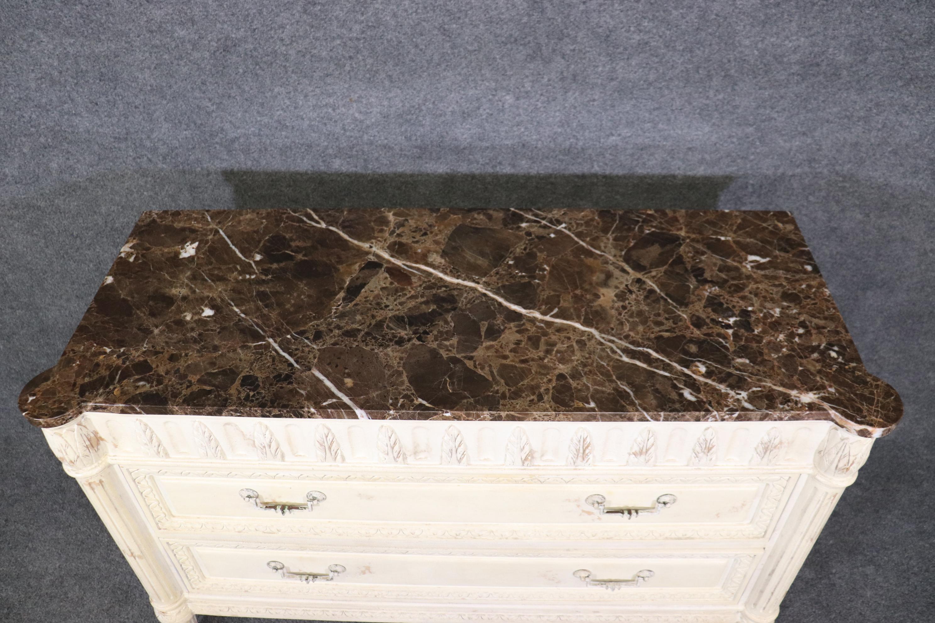Metal Directoire Style Paint Decorated Granite Top Commode Chest of Drawers