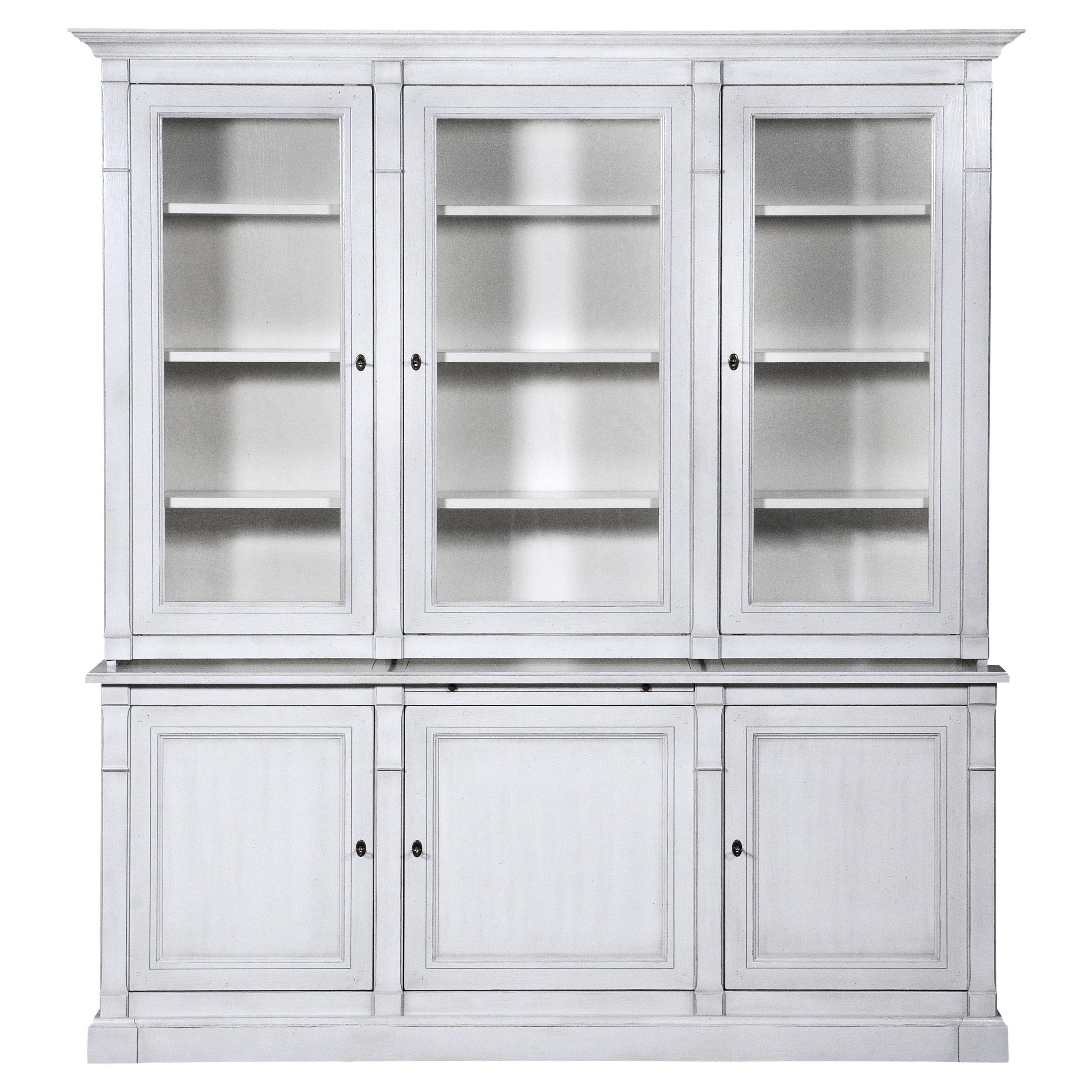 Directoire Style Painted Bookcase in French Oak, white Stain, pearl grey lacquer