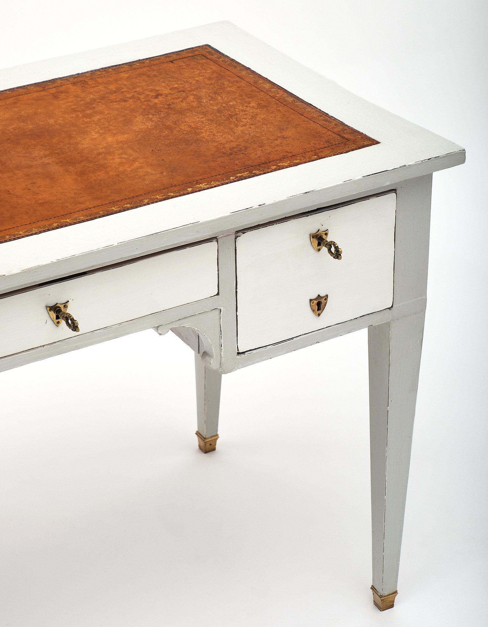 Early 20th Century Directoire Style Painted Desk with Leather Top
