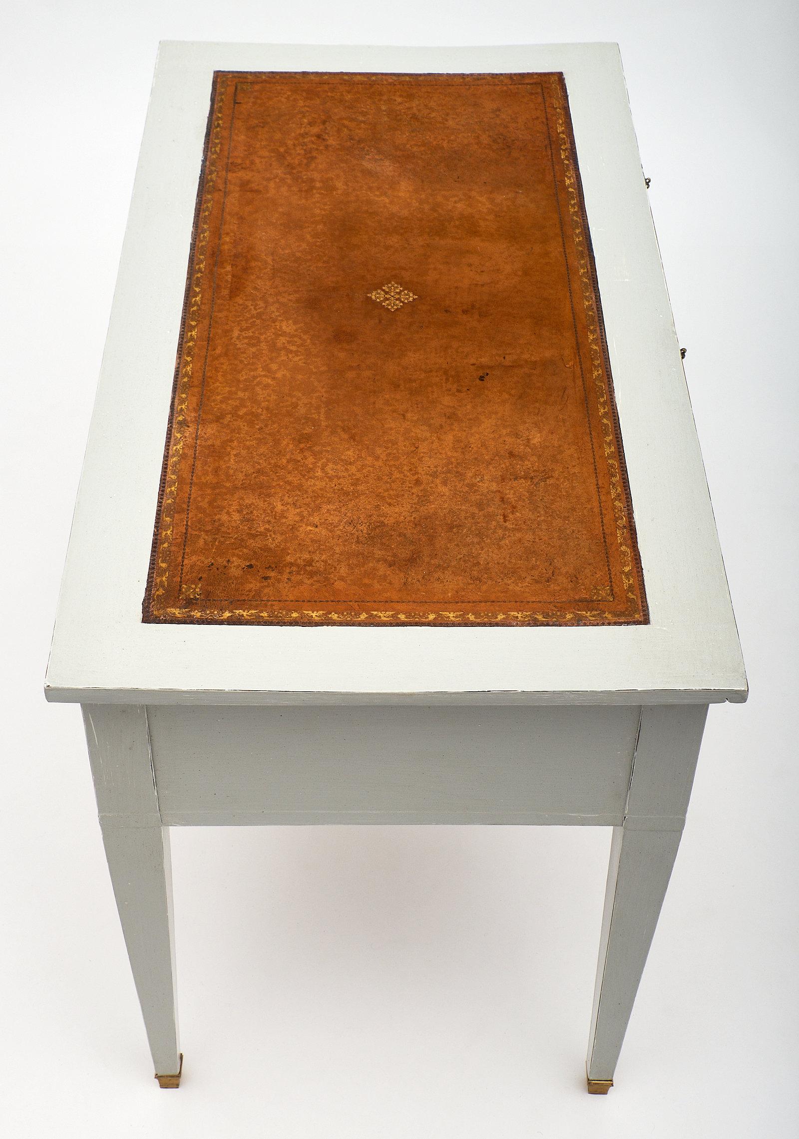 Bronze Directoire Style Painted Desk with Leather Top