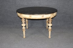 Directoire Style PD & Gilt Accent Center Table w/ Faux Marble top