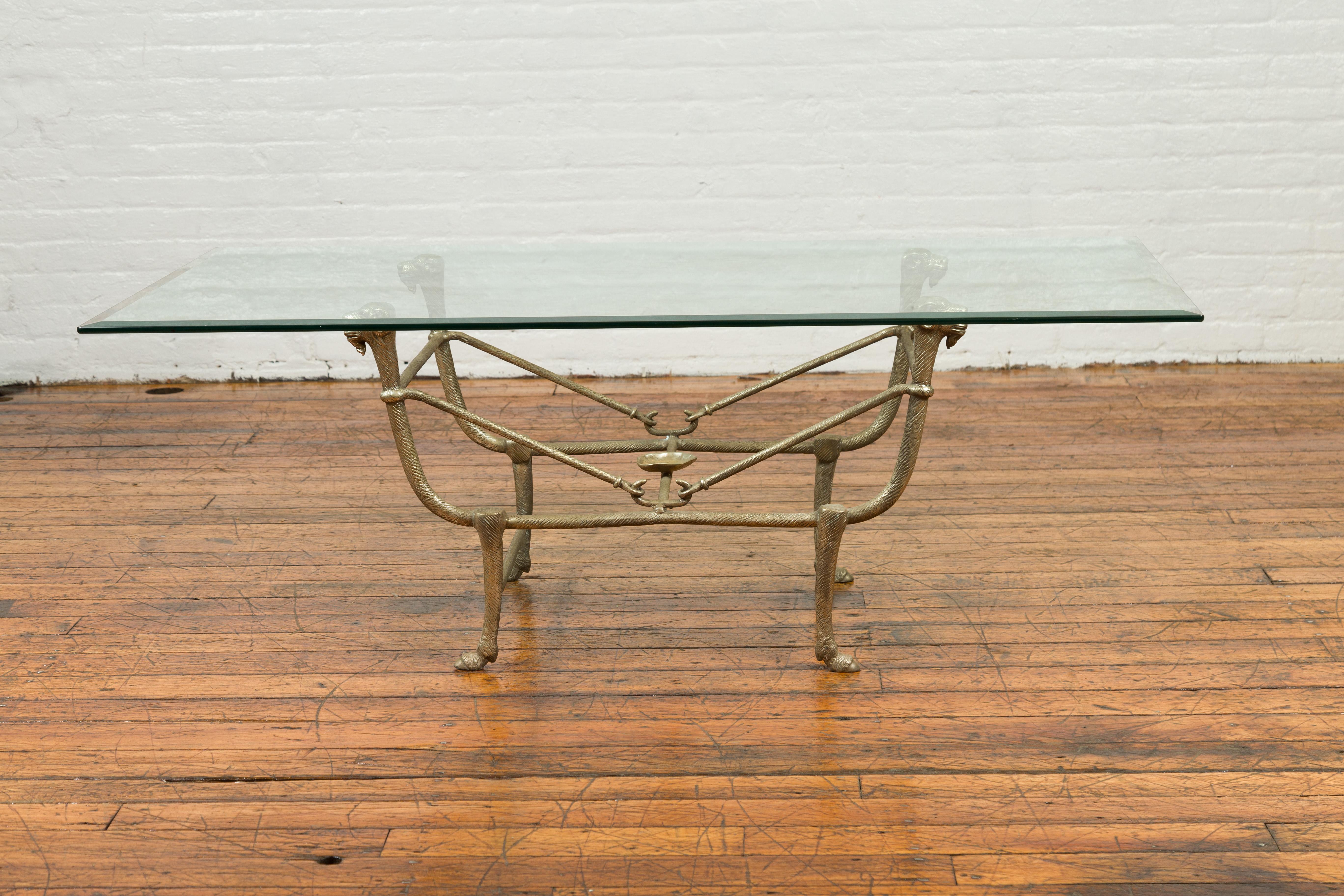 Directoire Style Silver Plated Bronze Coffee Table Base with Rams Heads 6