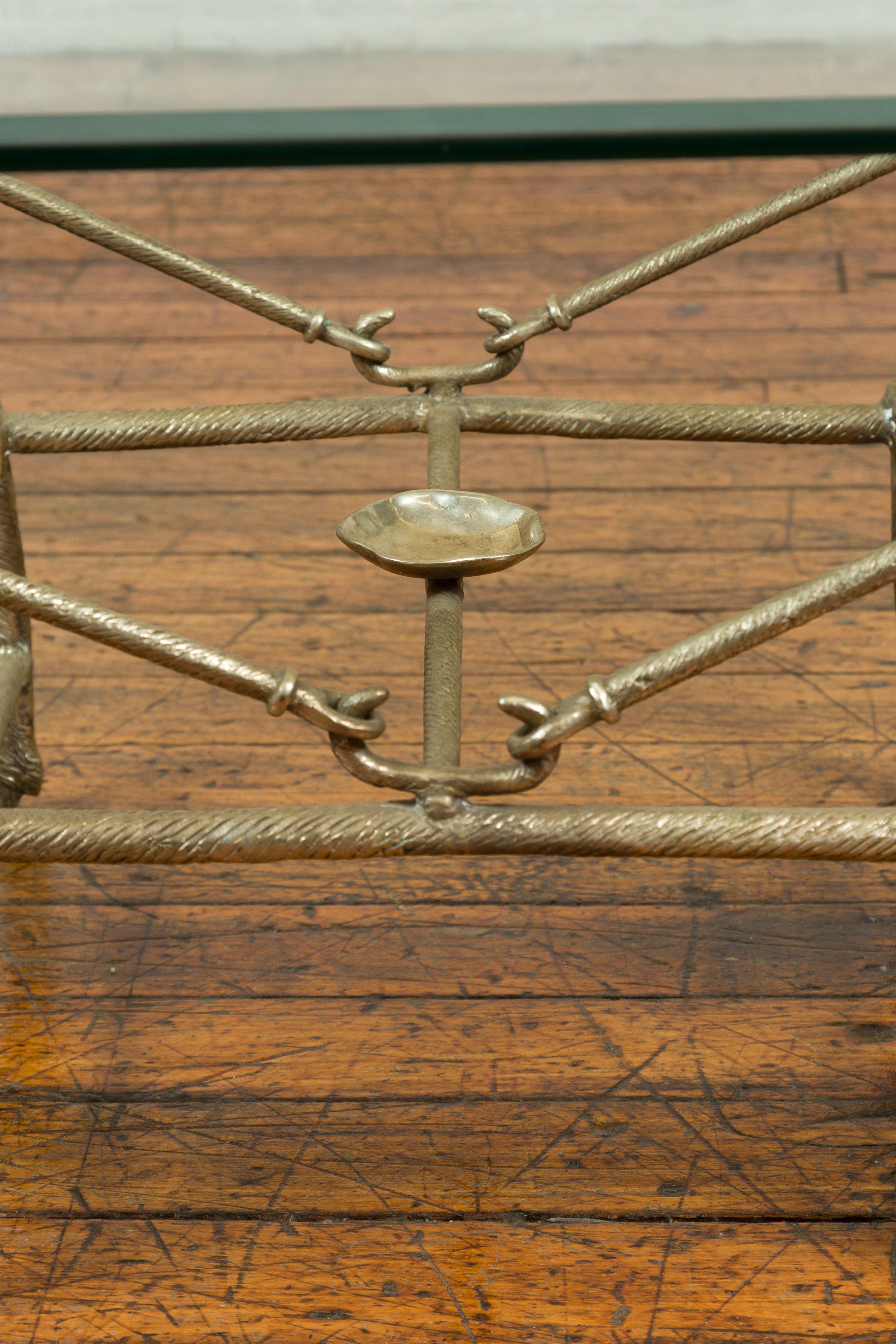 20th Century Directoire Style Silver Plated Bronze Coffee Table Base with Rams Heads