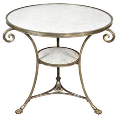 Directoire Style Silvered Bronze and Marble Gueridon