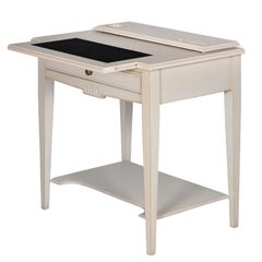 French Directoire style handcrafted lacquered desk with solid wood & leather pad