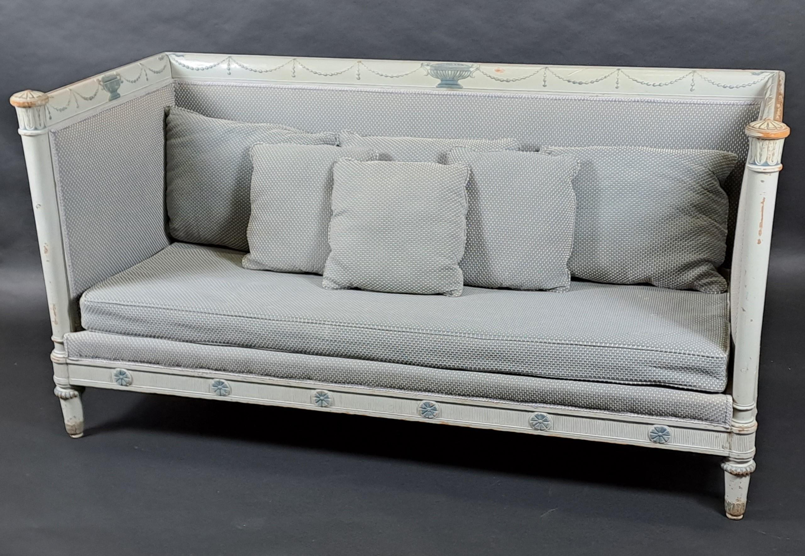 French Directoire Style Sofa In Lacquered Wood