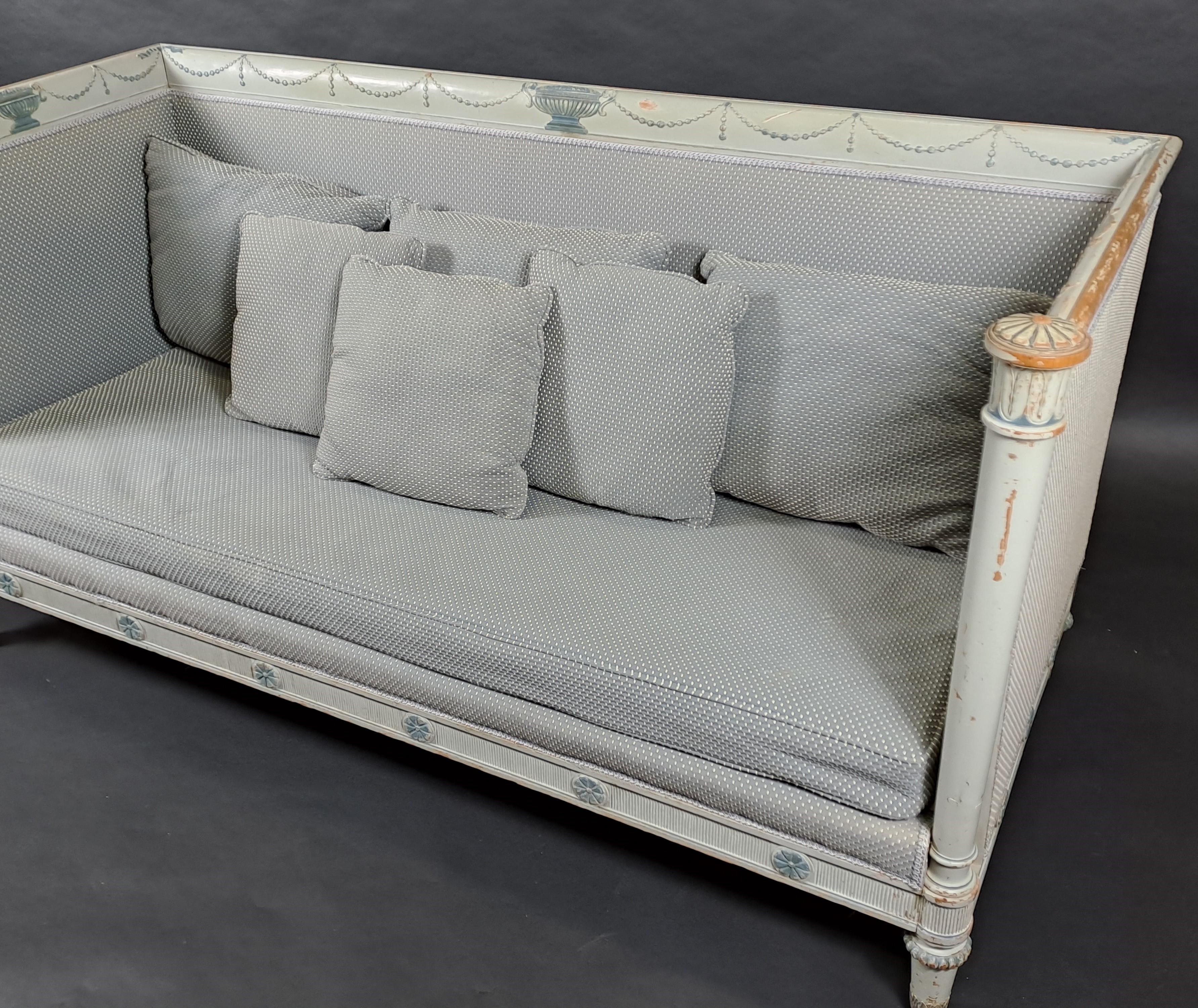 Directoire Style Sofa In Lacquered Wood In Good Condition In BARSAC, FR
