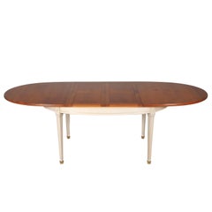 French Directoire Style oval Table in Cherry with 2 extensions, from France