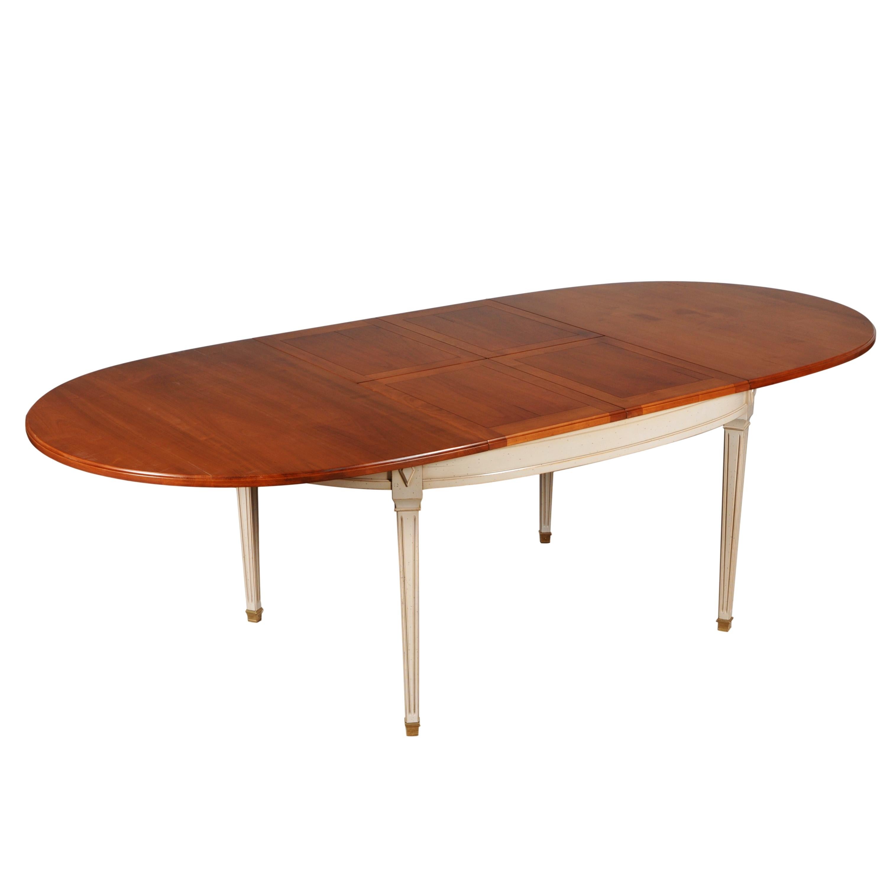 Ovaler Tisch im Directoire-Stil aus Kirschholz mit 2 Verlängerungen, aus Frankreich (Französisch) im Angebot