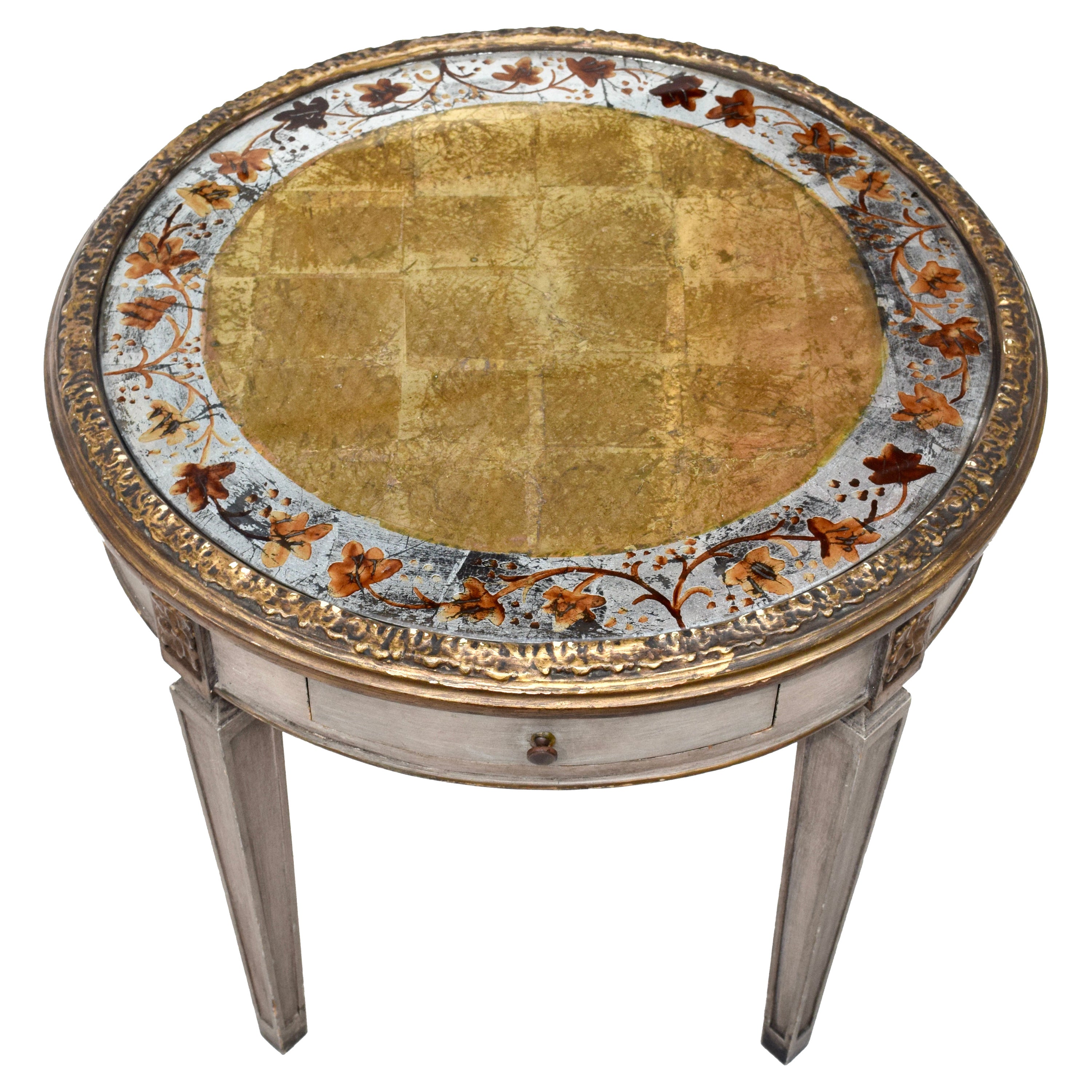 Directoire Style Verre Eglomese Parcel Gilt Table