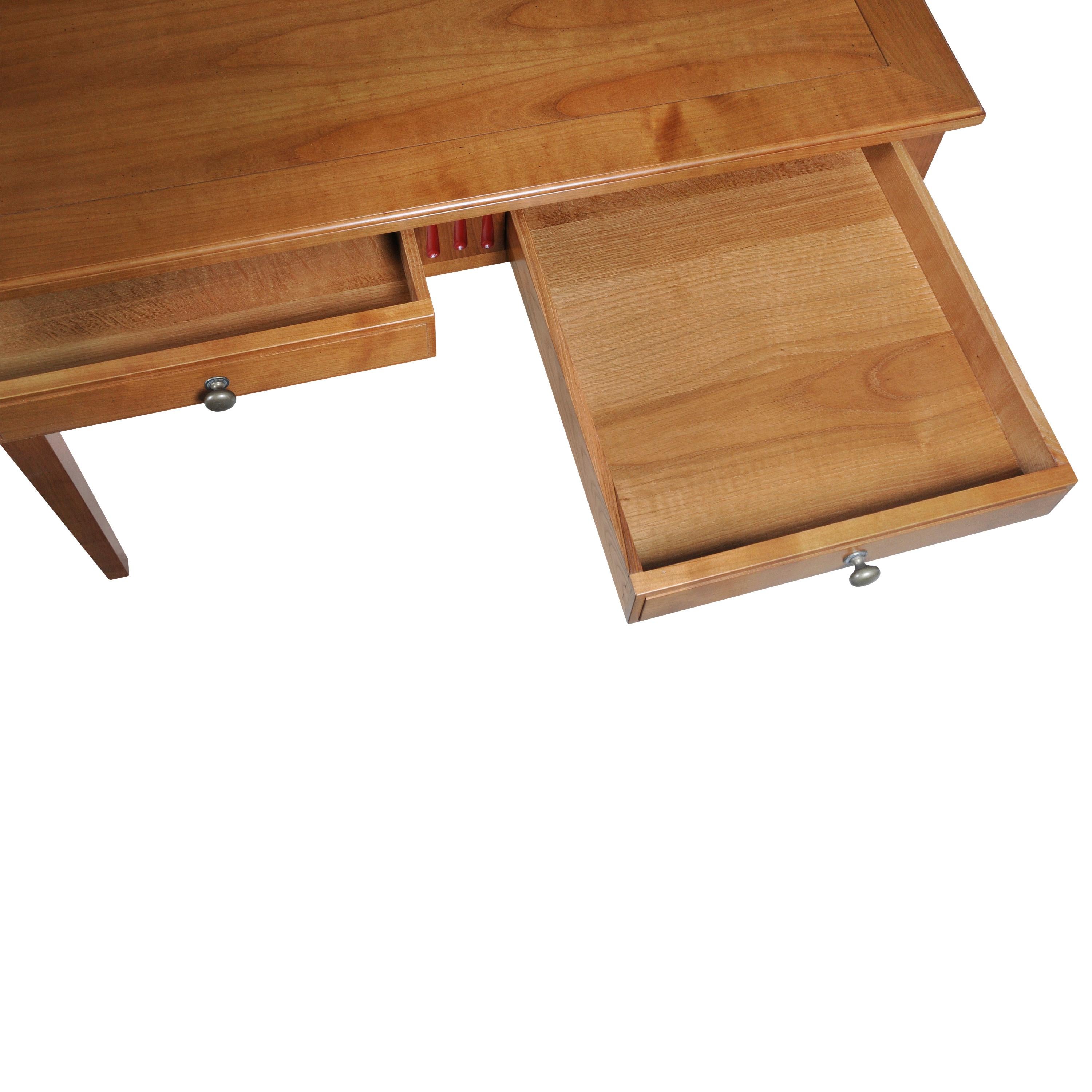 Mesa de escritorio estilo Directoire francés, escritorio en madera de cerezo, 2 cajones Francés en venta