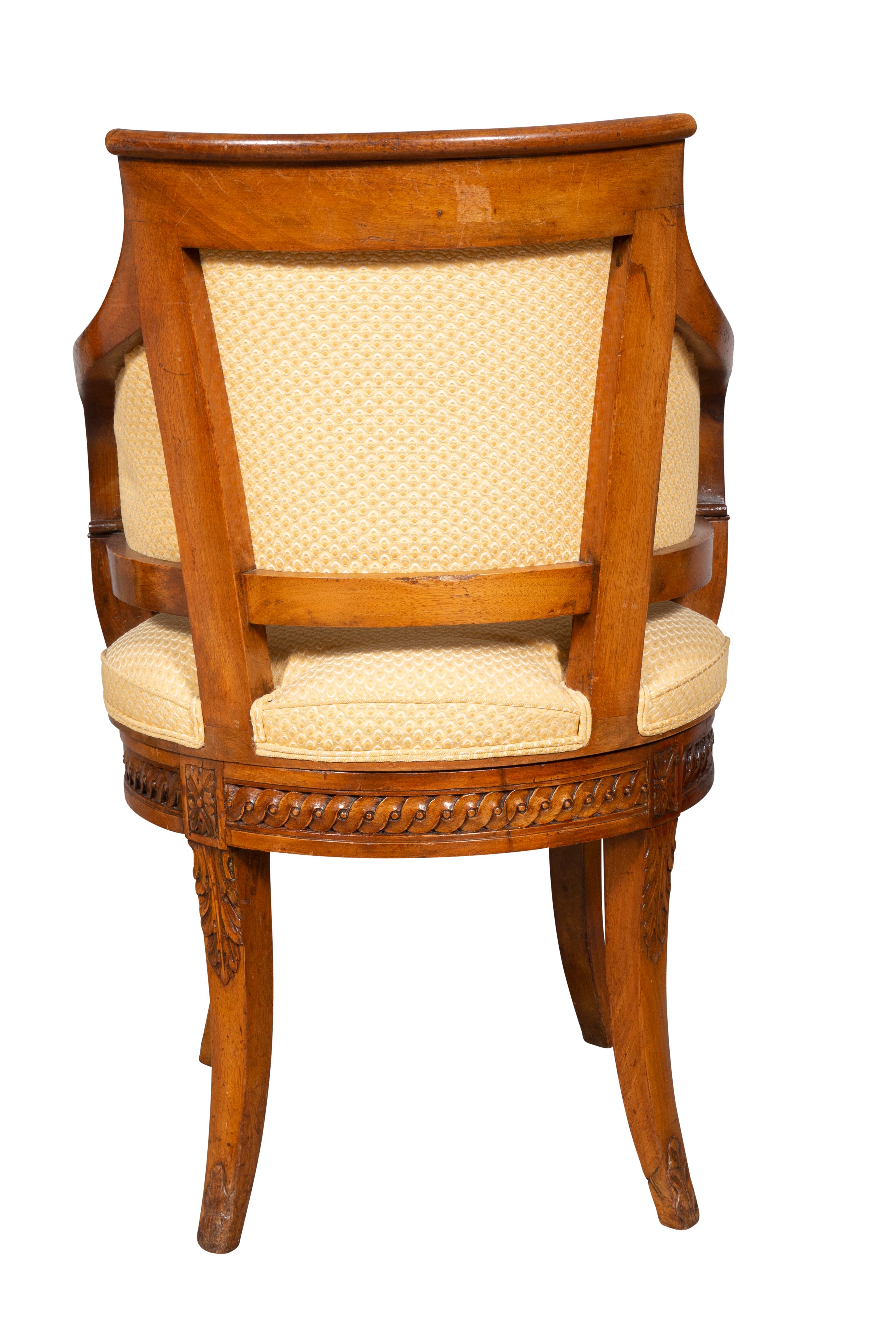 French Directoire Walnut Desk Chair For Sale