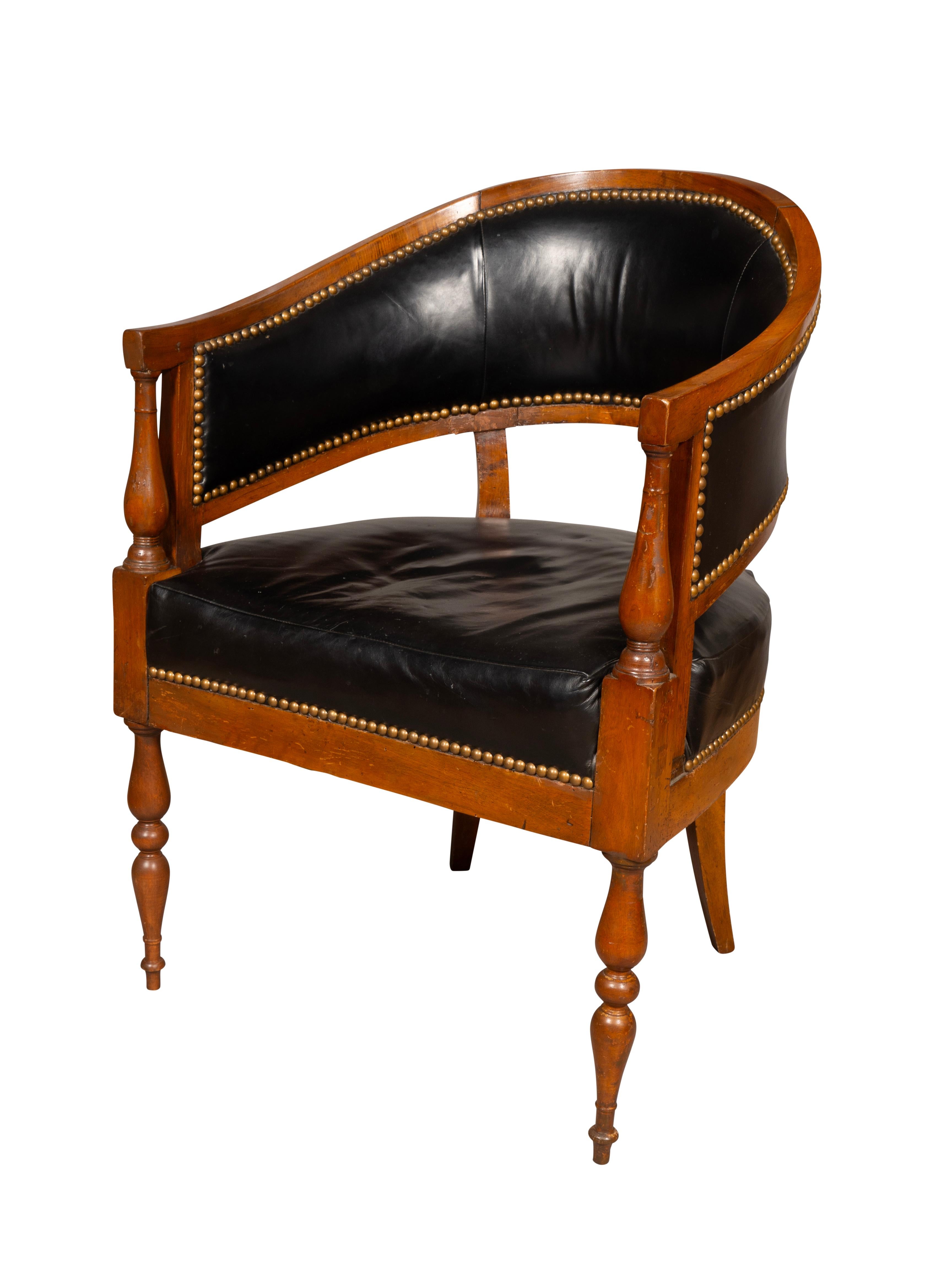 Brass Directoire Walnut Desk Chair