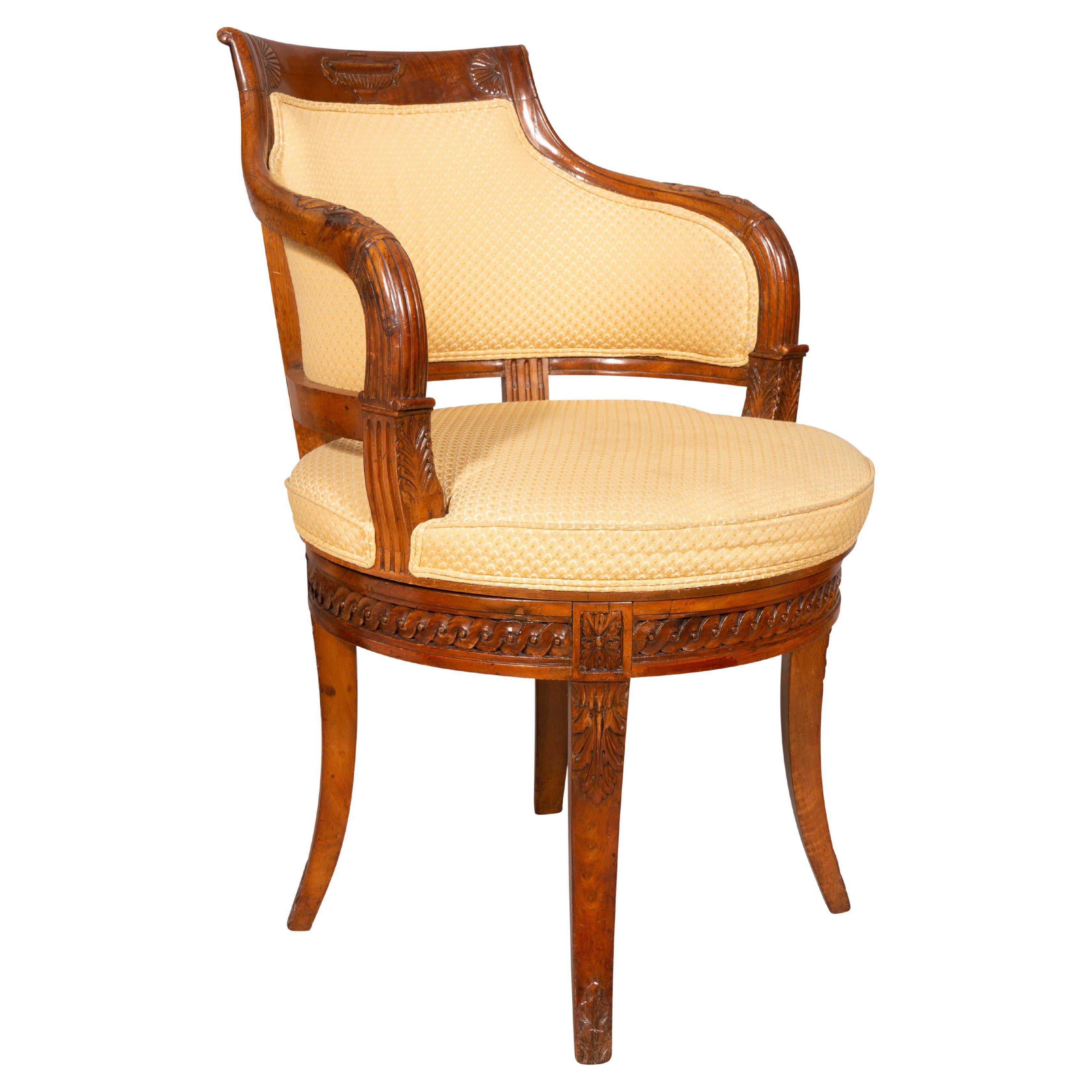 Directoire Walnut Desk Chair For Sale