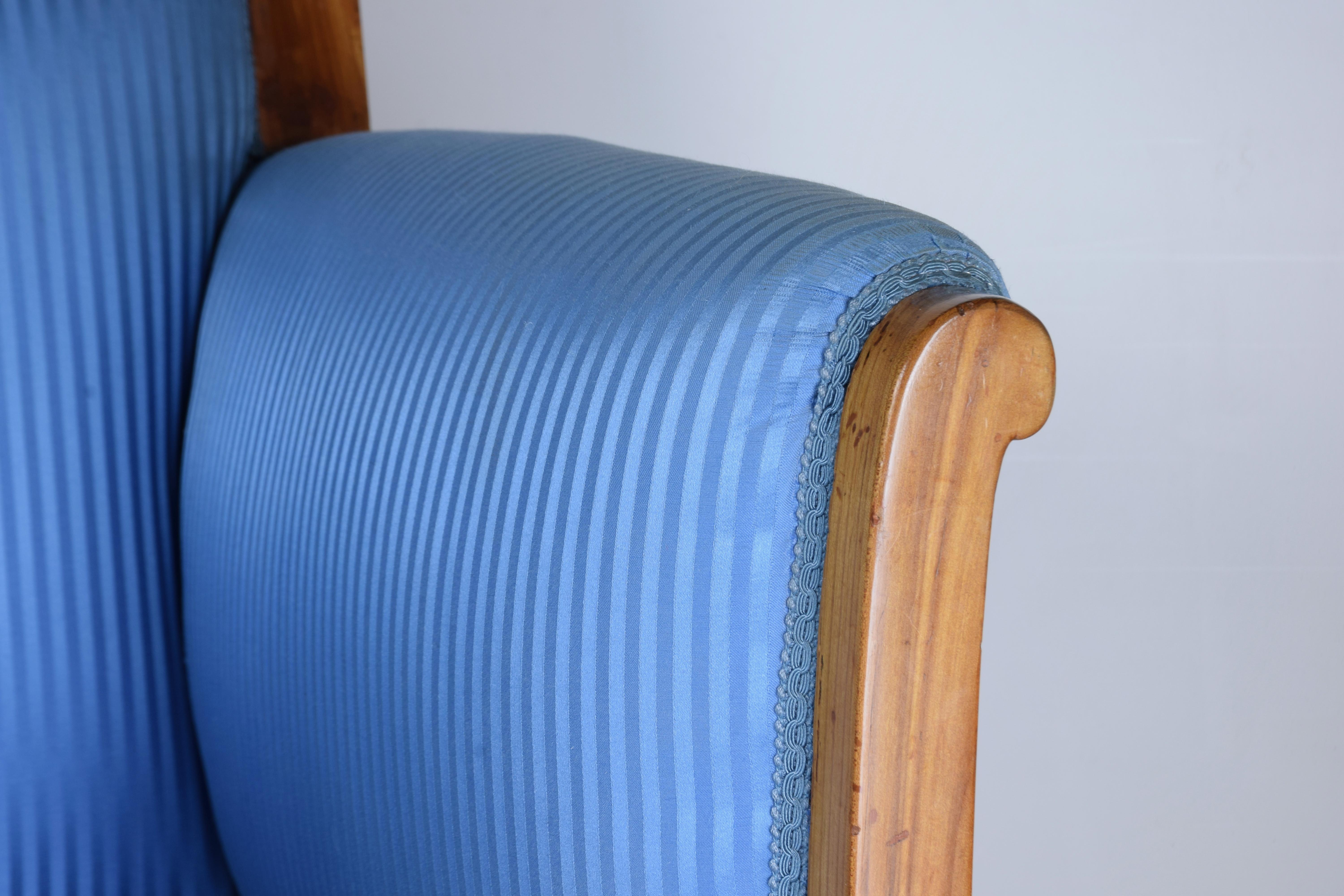 Directoire Armchair in Cherrywood with light blue coating, Italy, 19th Century For Sale 1