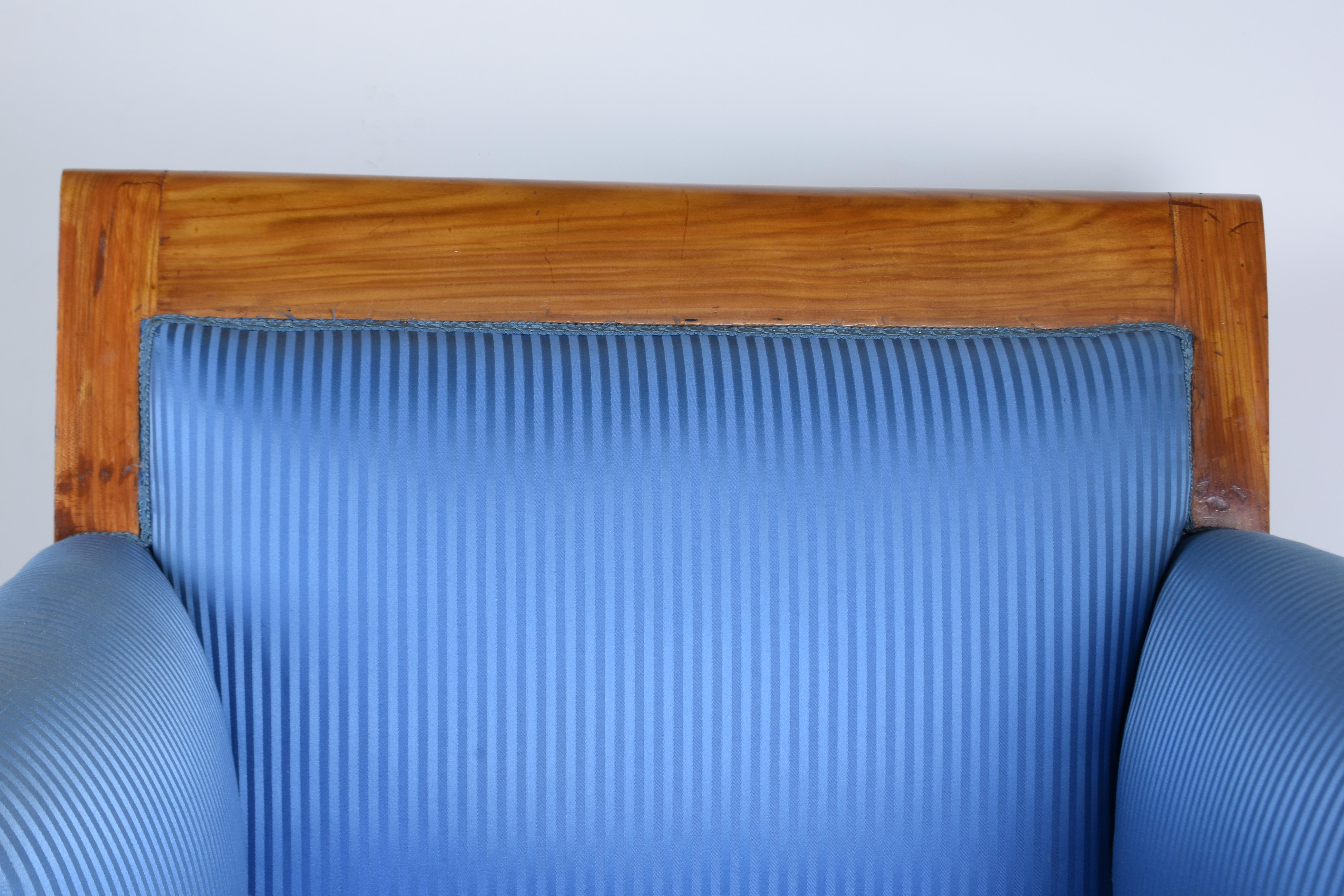 Directoire Armchair in Cherrywood with light blue coating, Italy, 19th Century For Sale 2