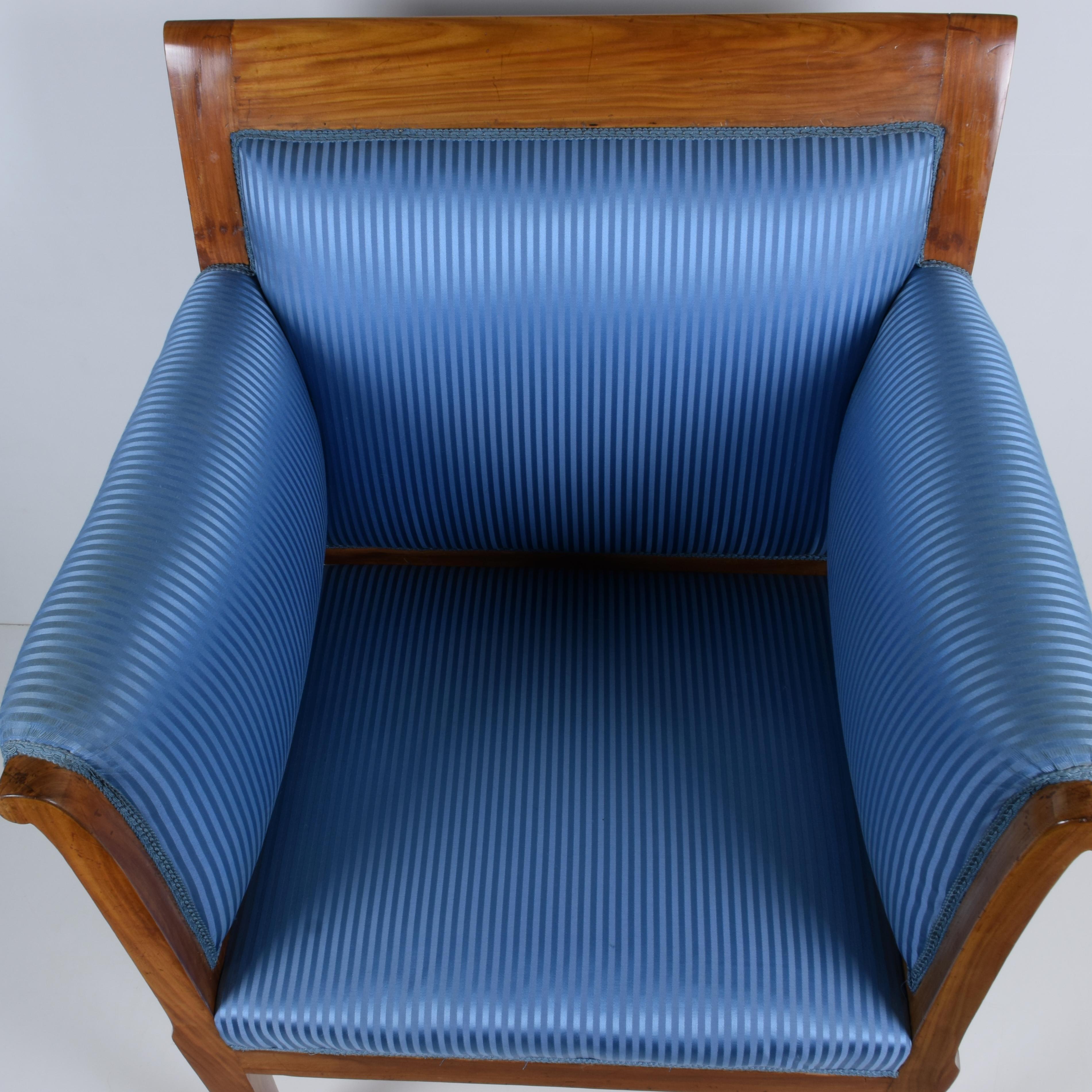 Directoire Armchair in Cherrywood with light blue coating, Italy, 19th Century For Sale 3