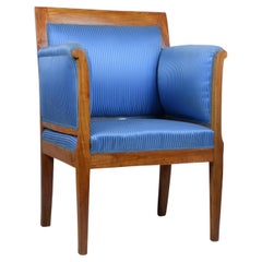 Directoire Armchair in Cherrywood with light blue coating, Italy, 19th Century