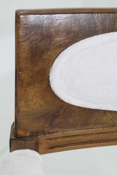 Director or Savonarola Style Chairs in Burl Wood with Brass Accents by Widdicomb