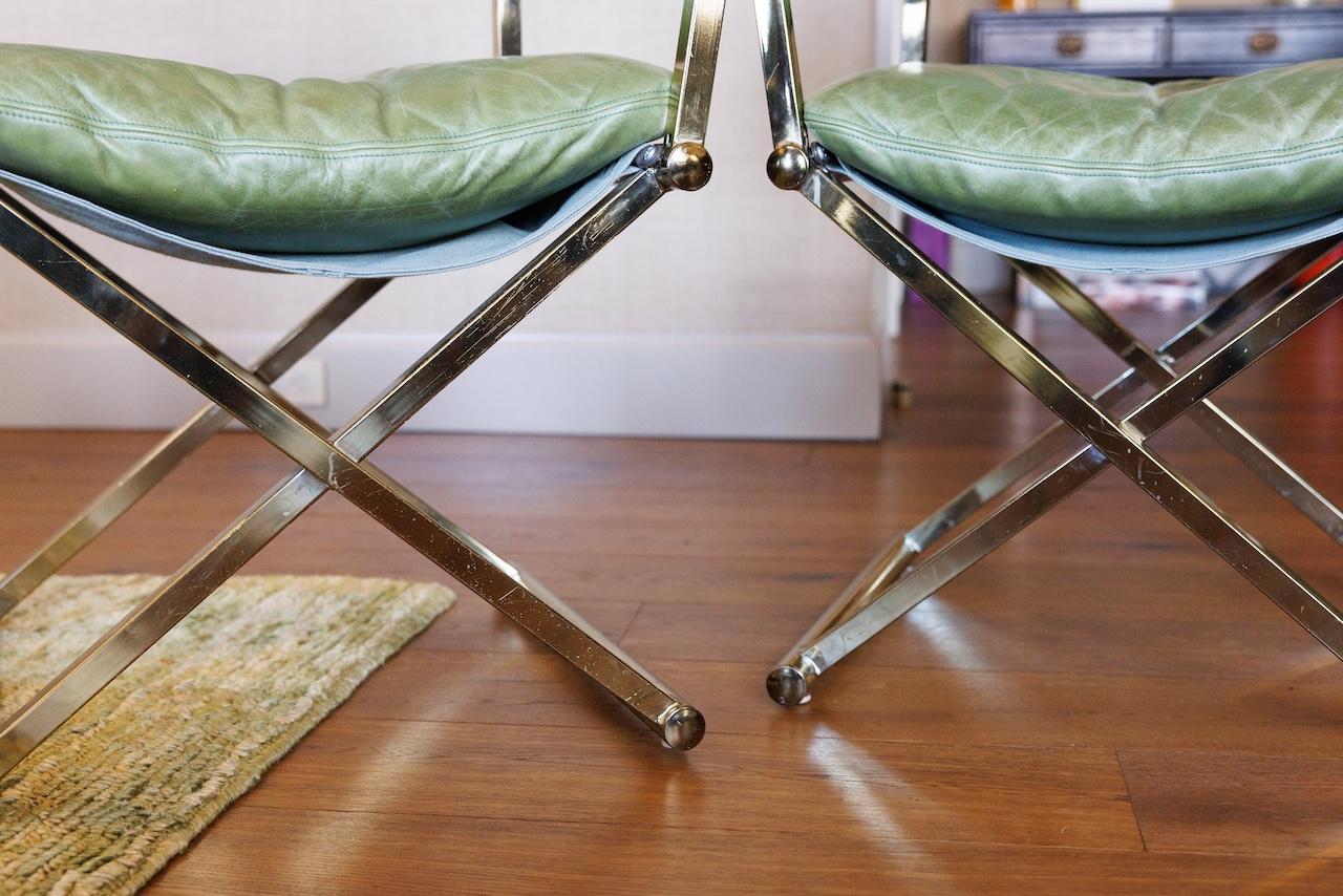 American Director-Style Armchairs in Custom Green, Housing Works x Andy Cohen Collab
