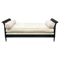 Directories-Stil Schwarzes Lack Leinen & Daunen Chaise Lounge-Tagesbett