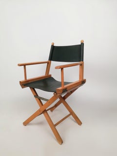 Directors Chair in Leather and Beech Wood by Dario Alfonsi, 1980s