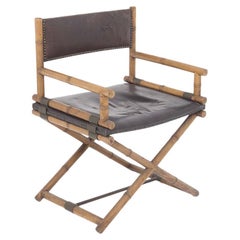 Director's Chair McGuire Modell X-Stuhl aus Leder, Bambus und Messing