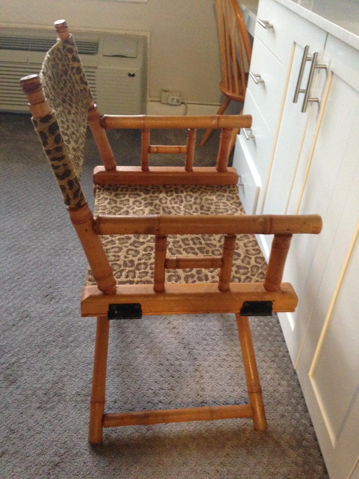 Directors Chairs from Telescope Chair, Leopard Print Fabric, Midcentury, Pair For Sale 1