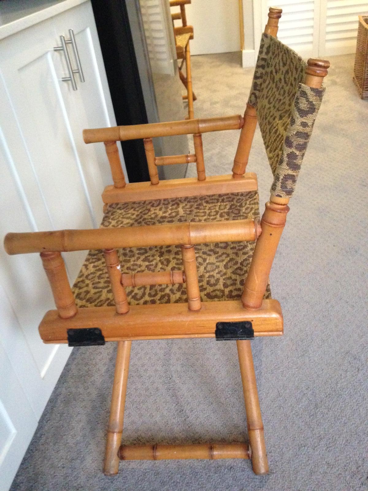 Directors Chairs from Telescope Chair, Leopard Print Fabric, Midcentury, Pair For Sale 2