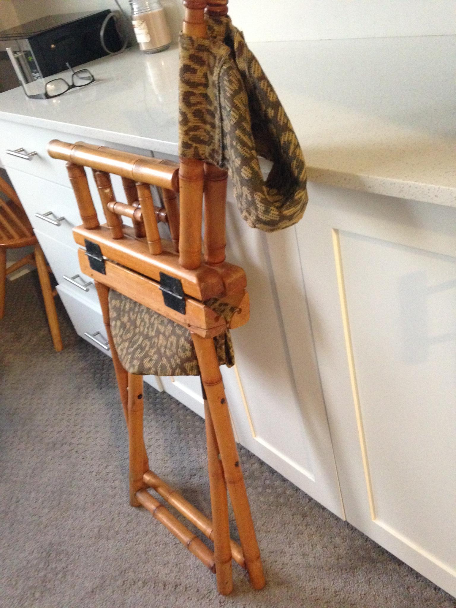Directors Chairs from Telescope Chair, Leopard Print Fabric, Midcentury, Pair For Sale 3