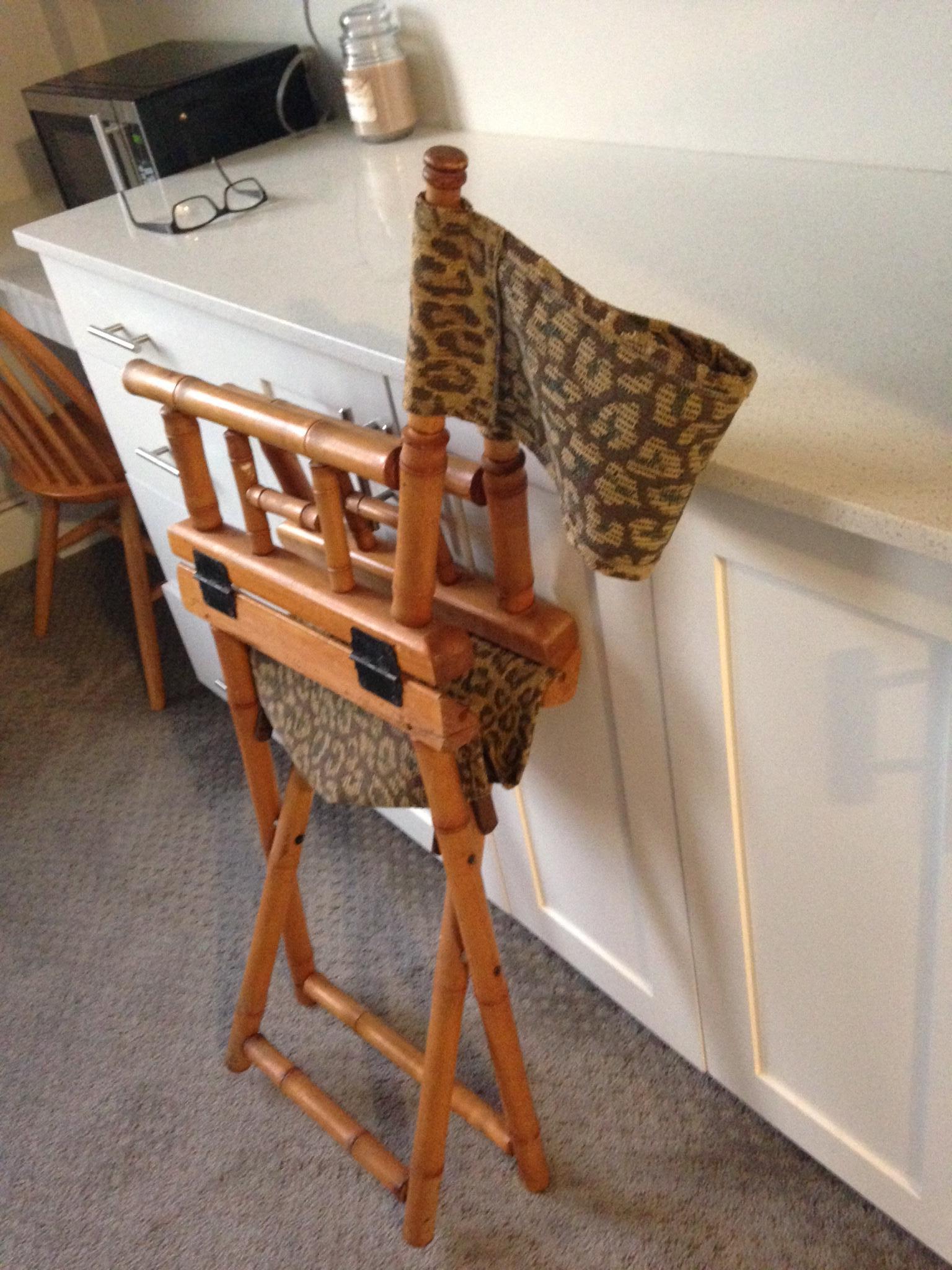 Directors Chairs from Telescope Chair, Leopard Print Fabric, Midcentury, Pair For Sale 4