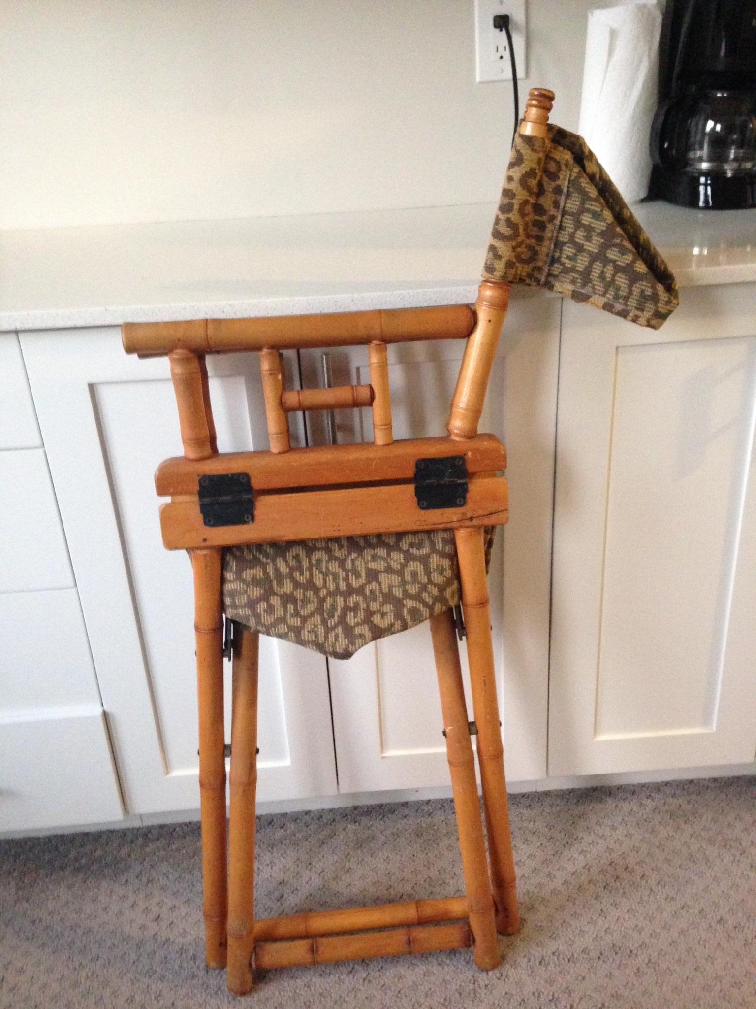 Directors Chairs from Telescope Chair, Leopard Print Fabric, Midcentury, Pair For Sale 5